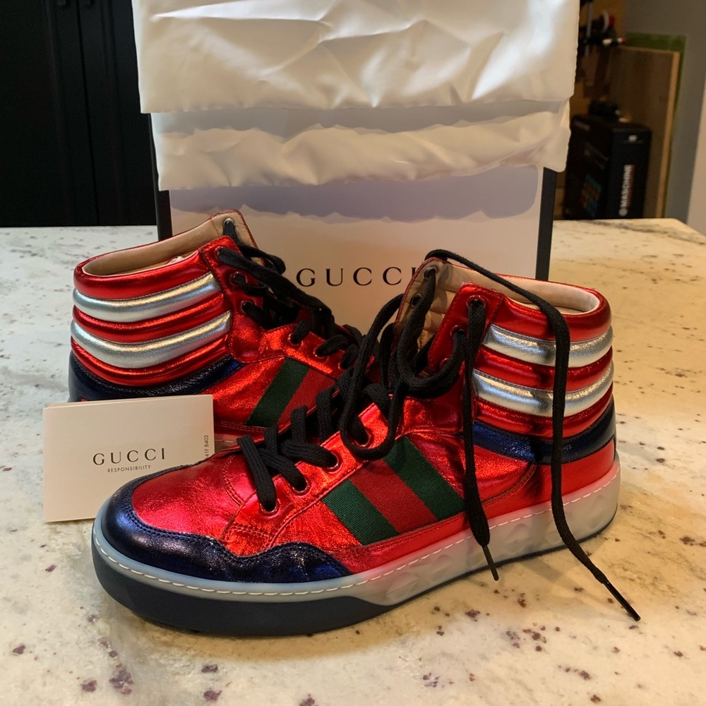 Gucci metallic web sneakers